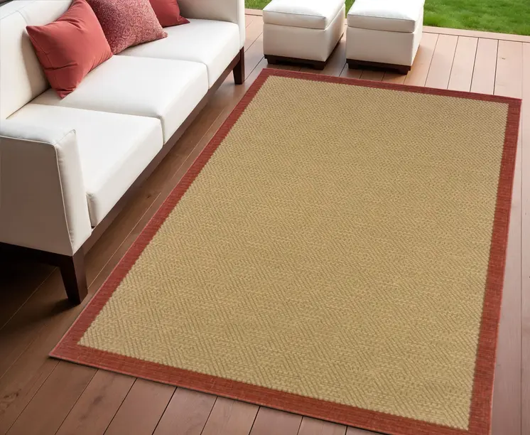 4' X 6' Beige Indoor Outdoor Area Rug