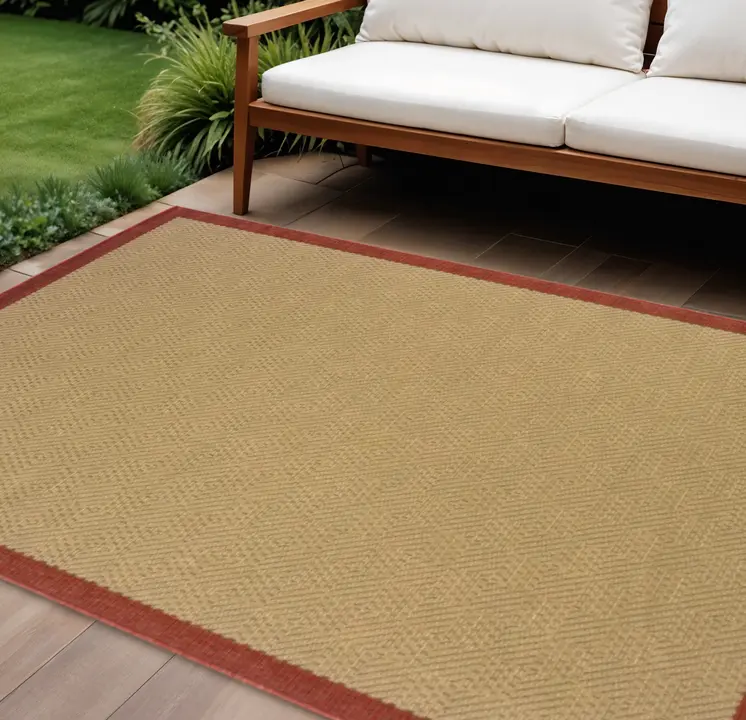5' X 8' Beige Indoor Outdoor Area Rug