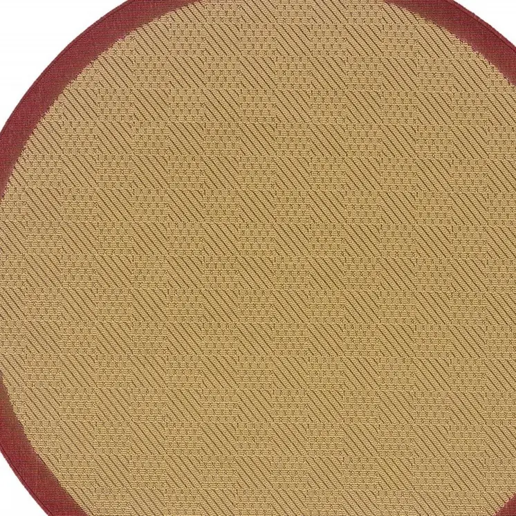 8' X 8' Beige Round Indoor Outdoor Area Rug