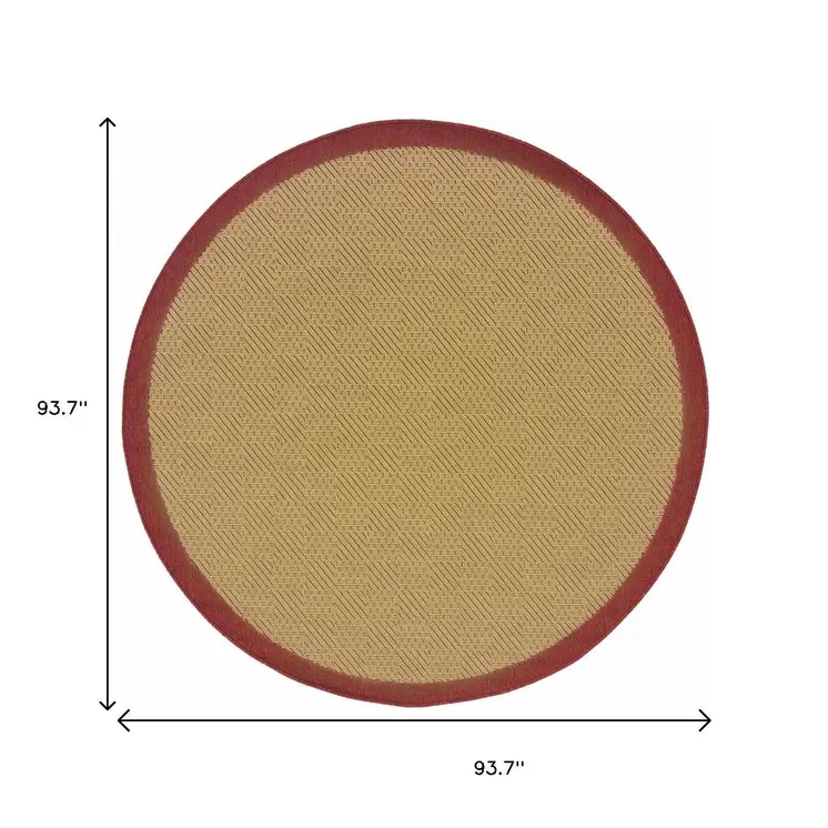 8' X 8' Beige Round Indoor Outdoor Area Rug