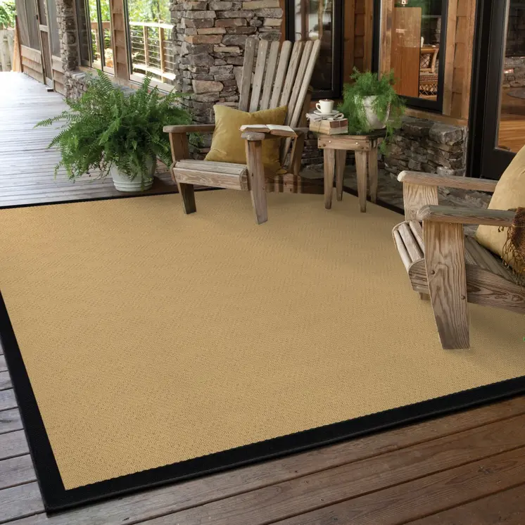 2' X 4' Beige And Black Indoor Outdoor Area Rug