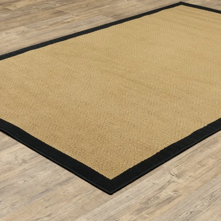 2' X 4' Beige And Black Indoor Outdoor Area Rug