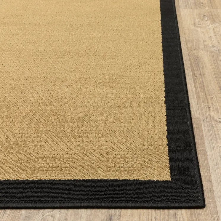2' X 4' Beige And Black Indoor Outdoor Area Rug