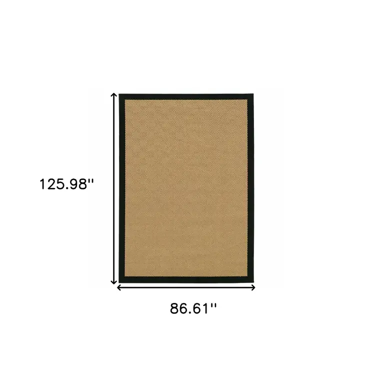 7' X 10' Beige And Black Indoor Outdoor Area Rug