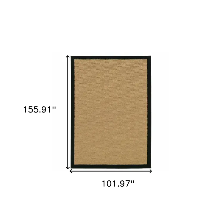 8' X 13' Beige And Black Indoor Outdoor Area Rug