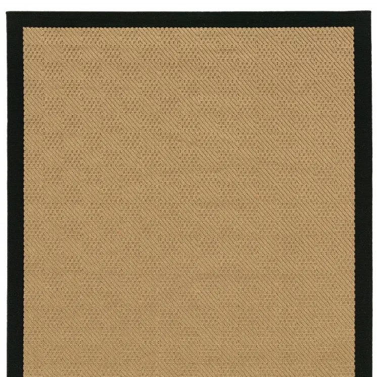 8' X 13' Beige And Black Indoor Outdoor Area Rug