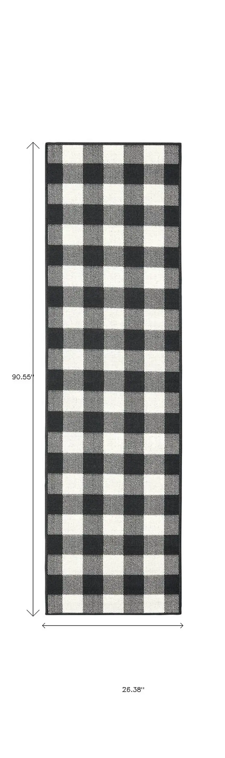 8' Black And Ivory Indoor Outdoor Runner Rug