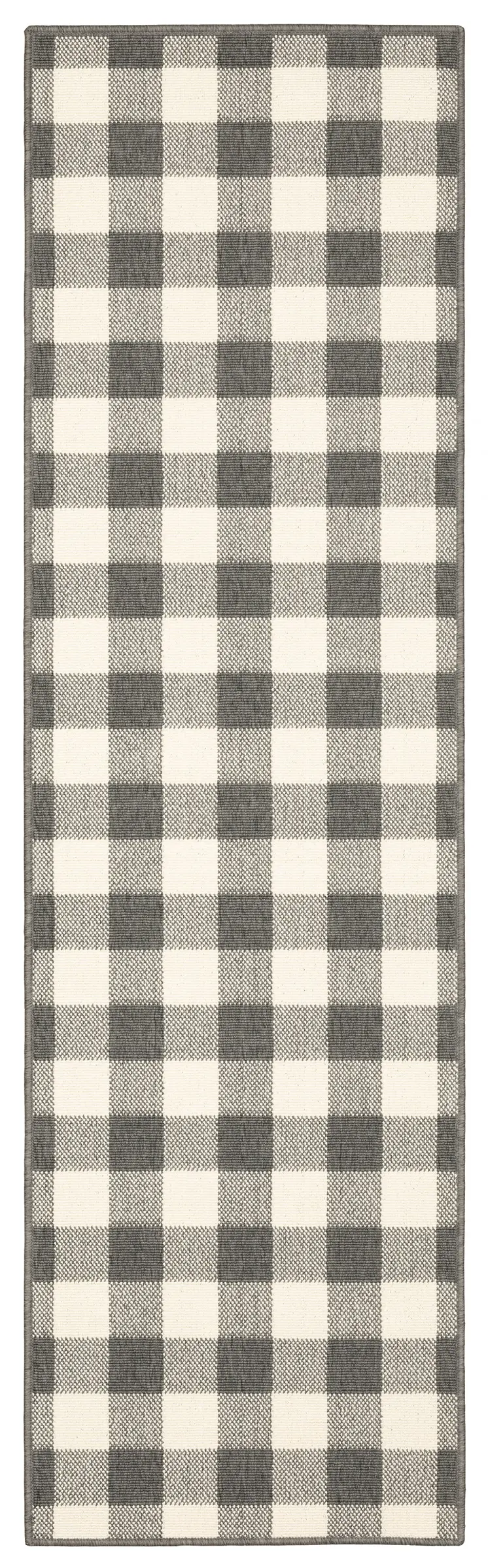 8' Gray And Ivory Indoor Outdoor Runner Rug
