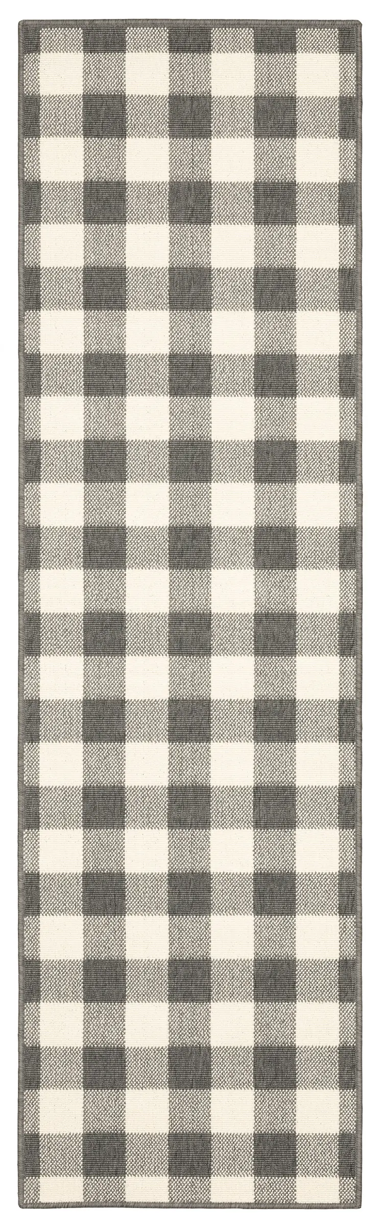 8' Gray And Ivory Indoor Outdoor Runner Rug