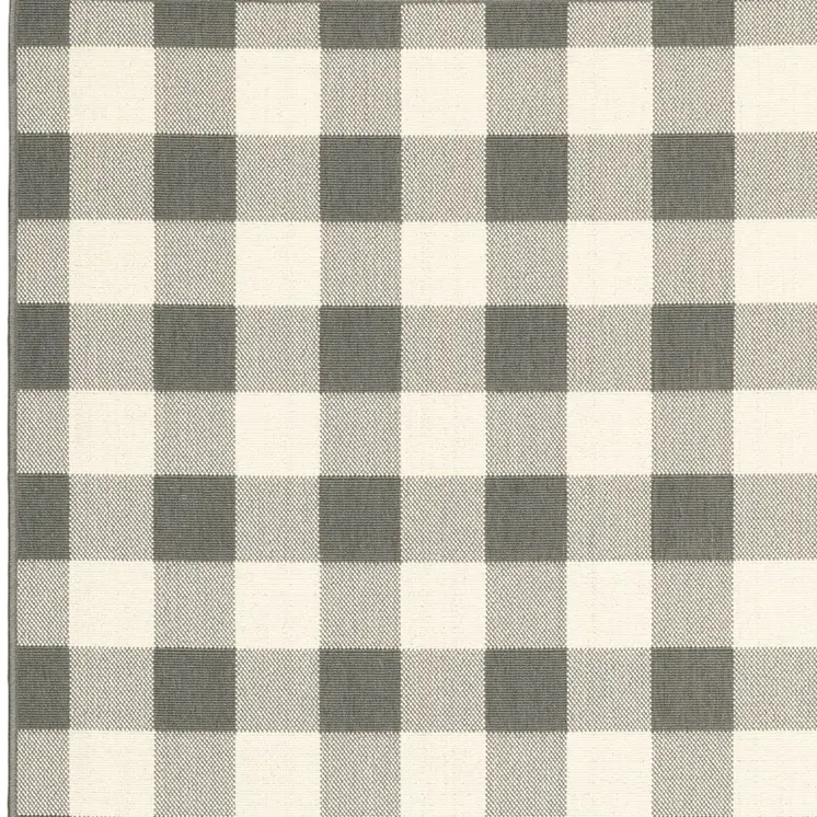 5' X 8' Gray and Ivory Indoor Outdoor Area Rug