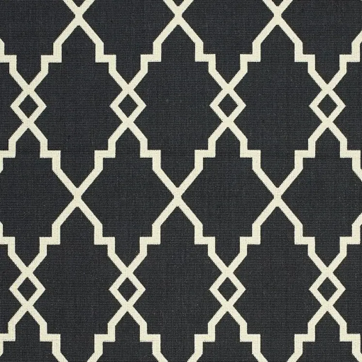 5' X 8' Black And Ivory Indoor Outdoor Area Rug
