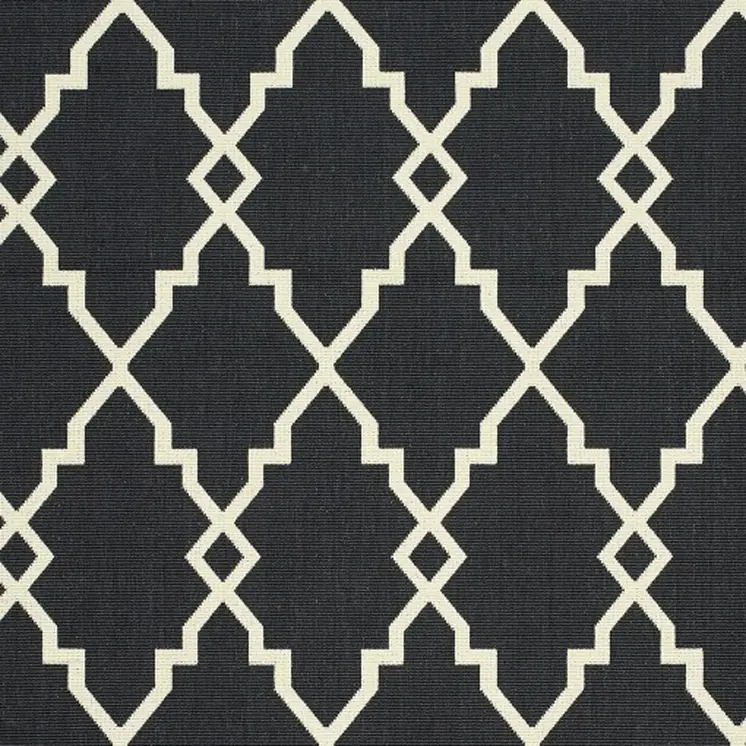 8' X 11' Black And Ivory Indoor Outdoor Area Rug