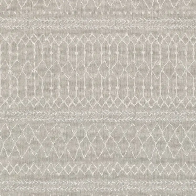 7' X 9' Gray And Ivory Geometric Indoor Outdoor Area Rug