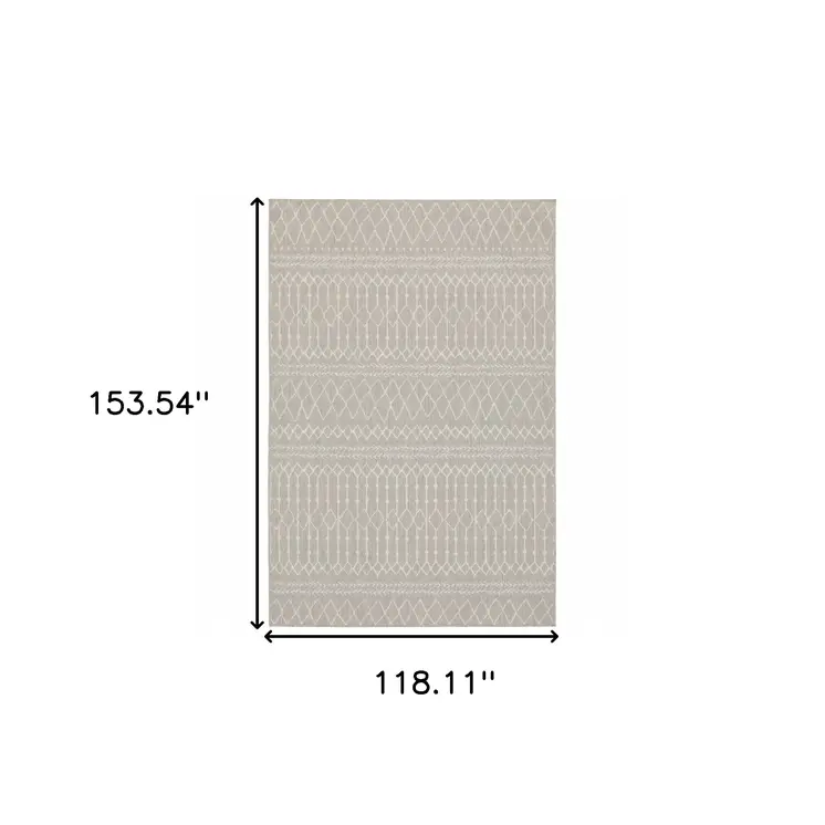 10' X 13' Gray And Ivory Indoor Outdoor Area Rug