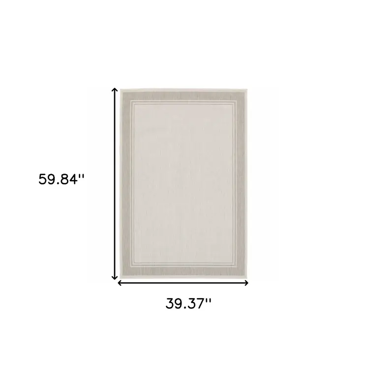 3' X 5' Gray And Ivory Indoor Outdoor Area Rug