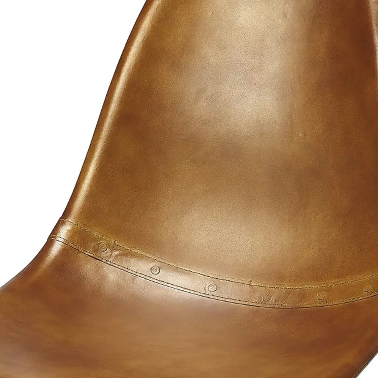 18" Brown and Copper Faux Leather Side Chair