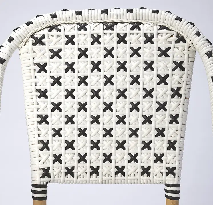 White And Brown Faux Rattan Dining Chair