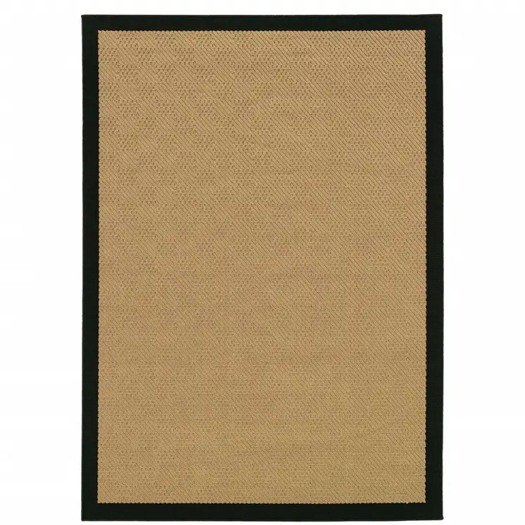 2' X 4' Beige And Black Indoor Outdoor Area Rug