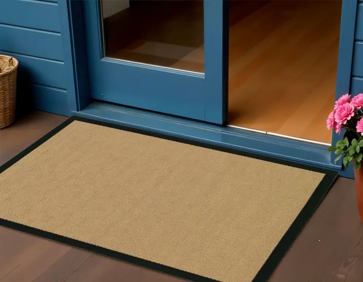 2' X 4' Beige And Black Indoor Outdoor Area Rug
