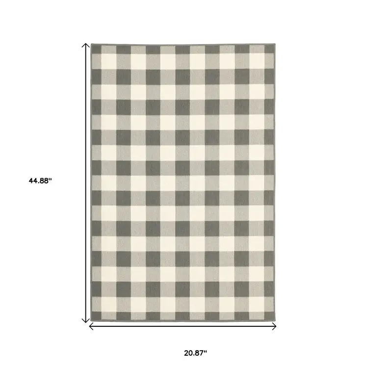 2' X 4' Gray And Ivory Indoor Outdoor Area Rug