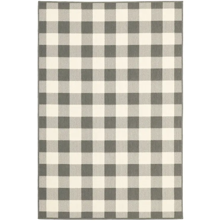 2' X 4' Gray and Ivory Indoor Outdoor Area Rug