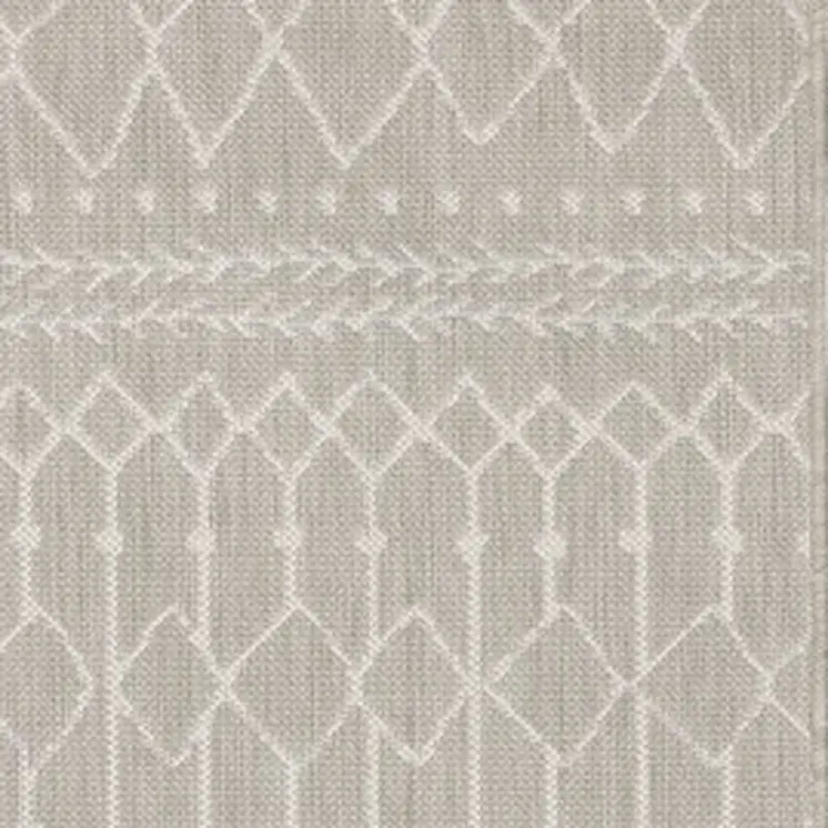 3' X 6' Gray And Ivory Indoor Outdoor Runner Rug
