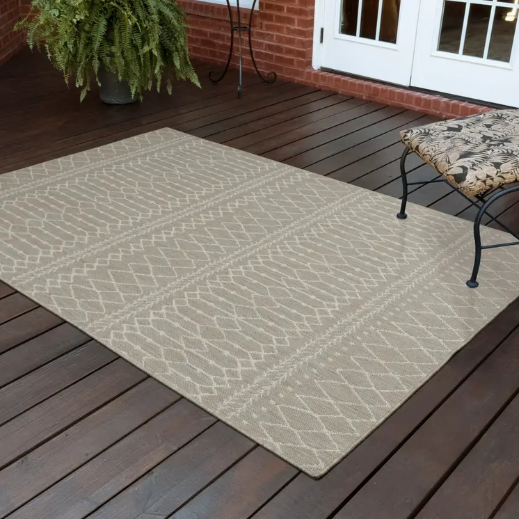 3' X 6' Gray And Ivory Indoor Outdoor Runner Rug