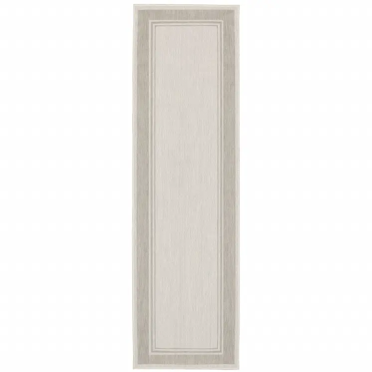 3' X 6' Gray And Ivory Indoor Outdoor Runner Rug