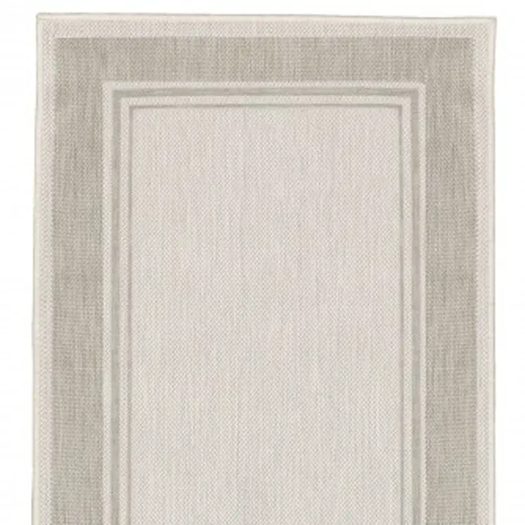3' X 6' Gray And Ivory Indoor Outdoor Runner Rug