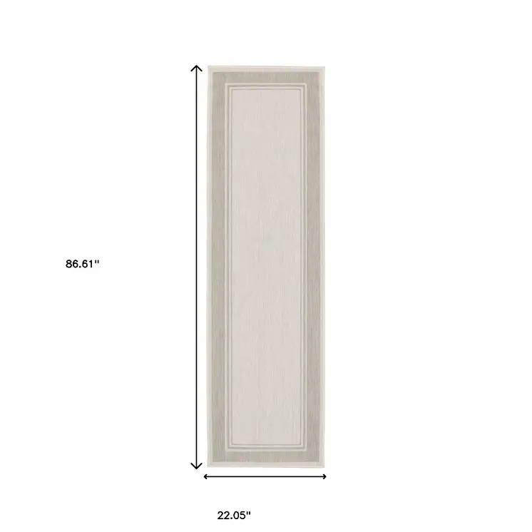 3' X 6' Gray And Ivory Indoor Outdoor Runner Rug