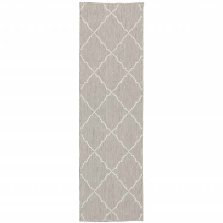 2' X 3' Gray And Ivory Indoor Outdoor Runner Rug