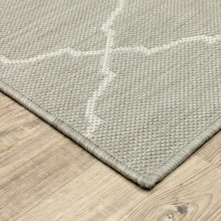 2' X 3' Gray And Ivory Indoor Outdoor Runner Rug
