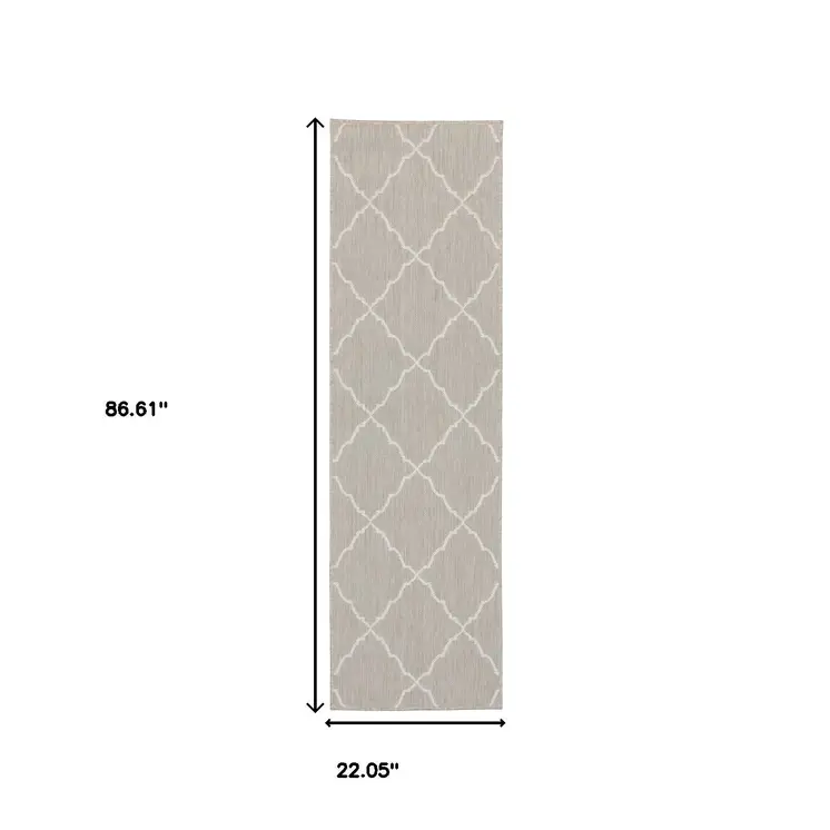 2' X 3' Gray And Ivory Indoor Outdoor Runner Rug