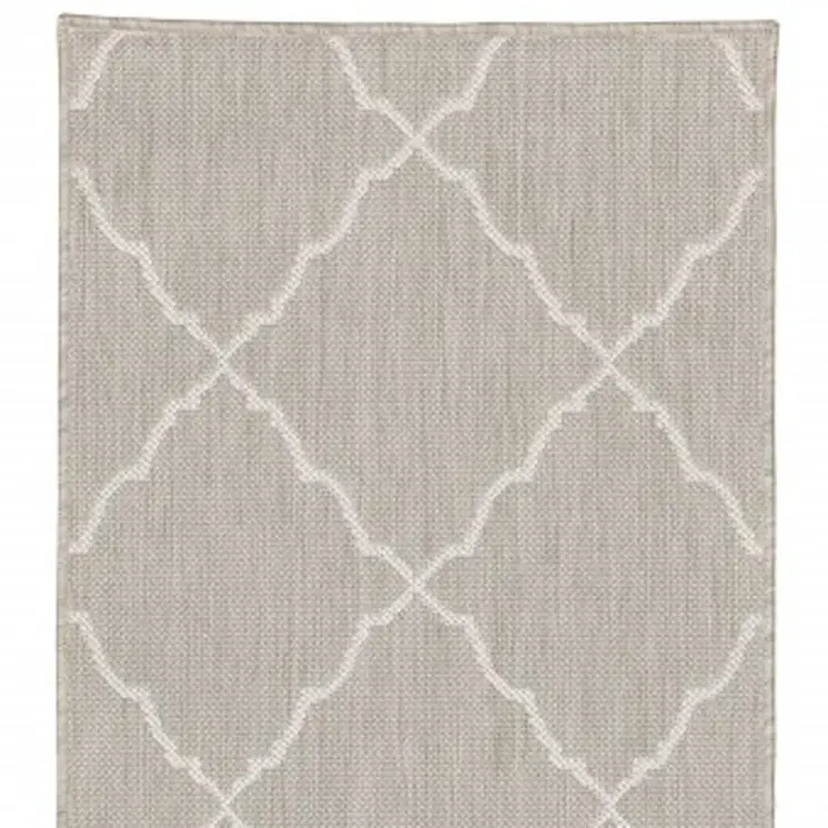2' X 3' Gray And Ivory Indoor Outdoor Runner Rug