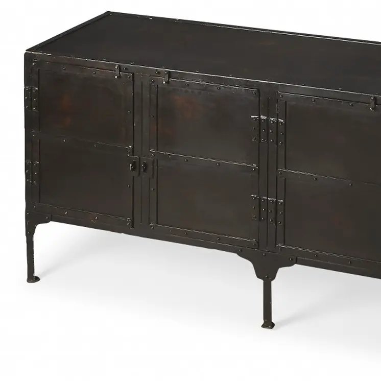 62" Black Iron Sideboard Console Cabinet