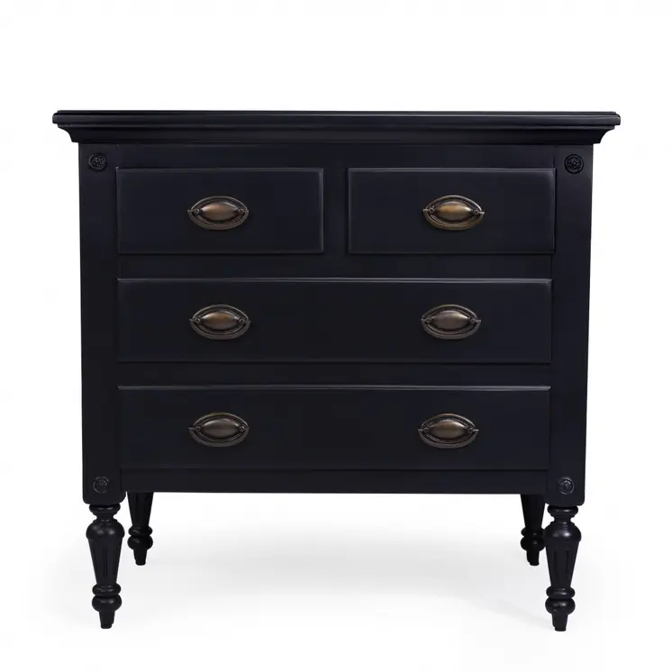 32" Black Solid Wood Four Drawer Gentlemans Chest