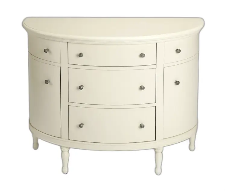 41" White Solid Wood Five Drawer Sideboard with Two Doors