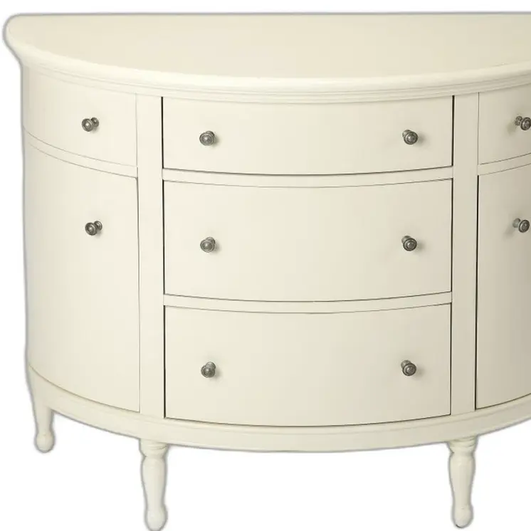 41" White Solid Wood Five Drawer Sideboard with Two Doors