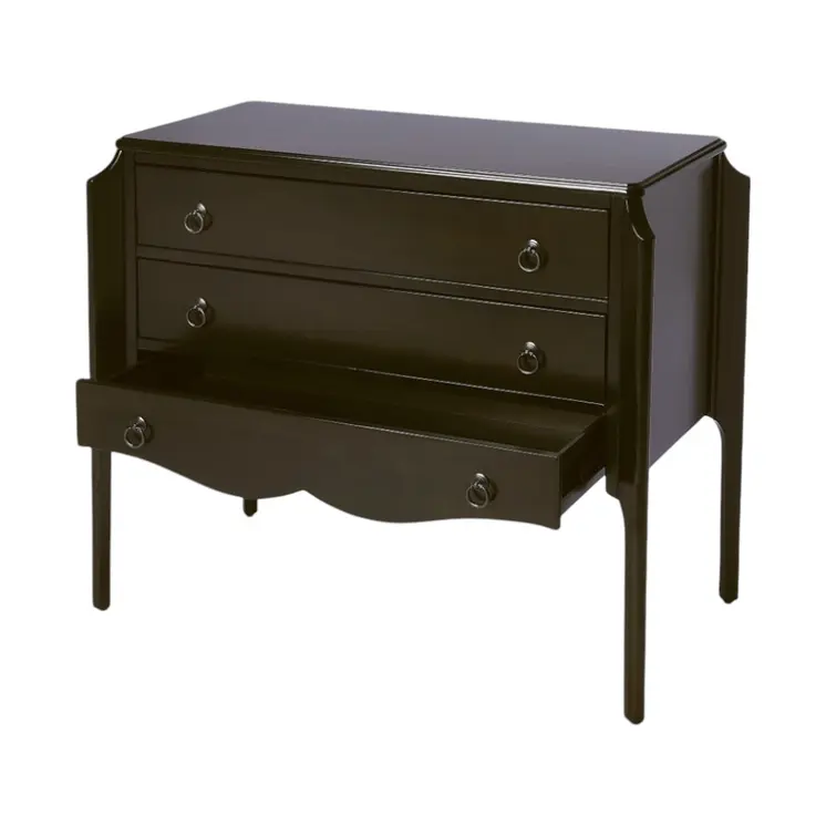 34" Dark Brown Solid Wood Three Drawer Dresser