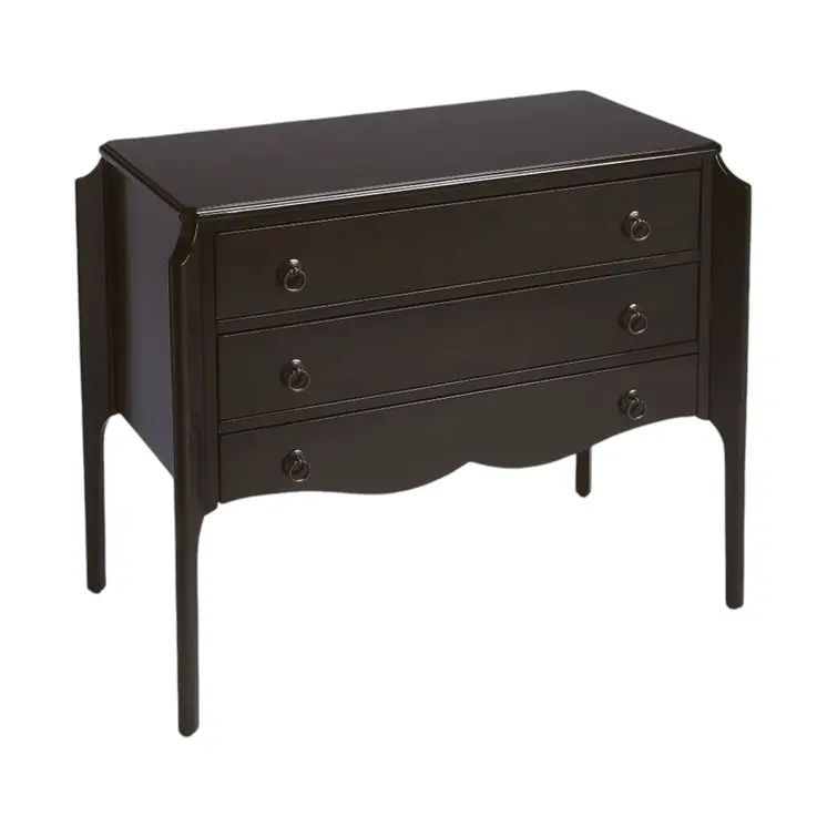 34" Dark Brown Solid Wood Three Drawer Dresser