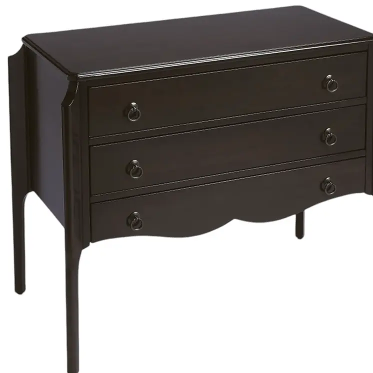 34" Dark Brown Solid Wood Three Drawer Dresser