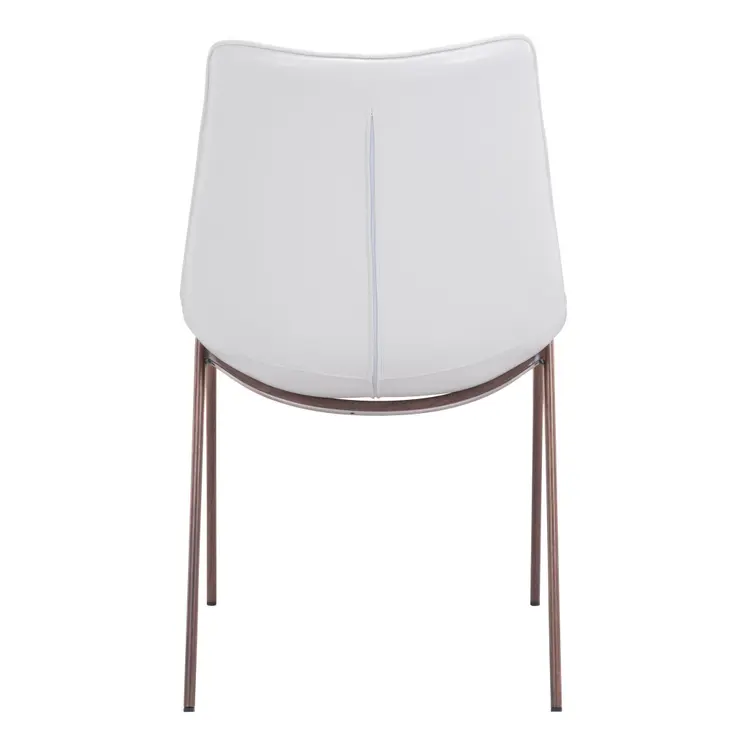 Set of Two White and Brown Upholstered Faux Leather Dining Side Chairs