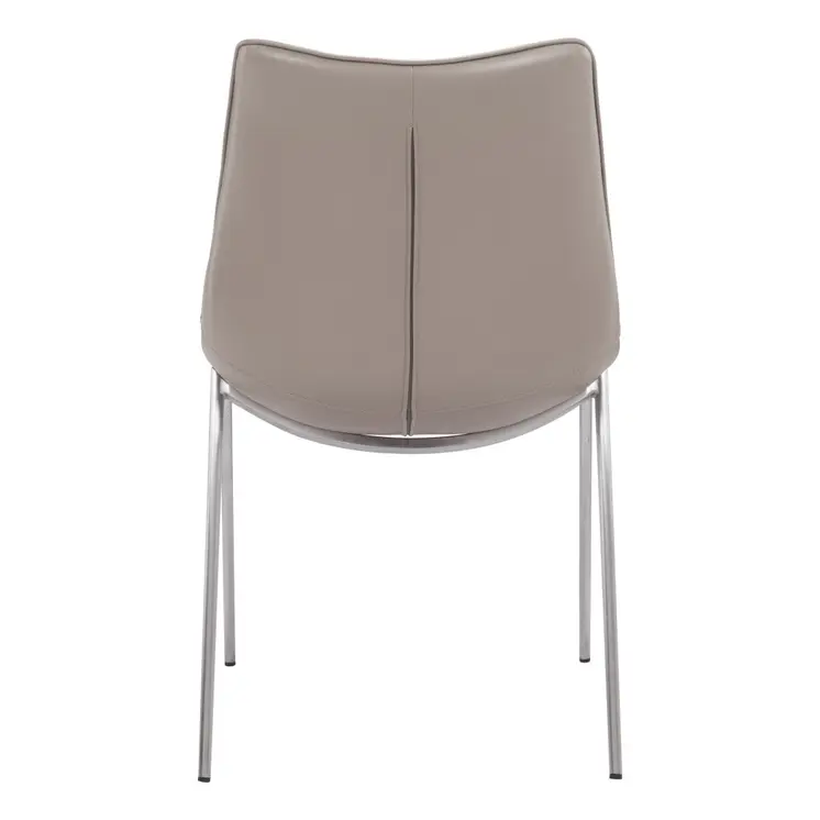 Set of Two Gray And Silver Upholstered Faux Leather Dining Side Chairs