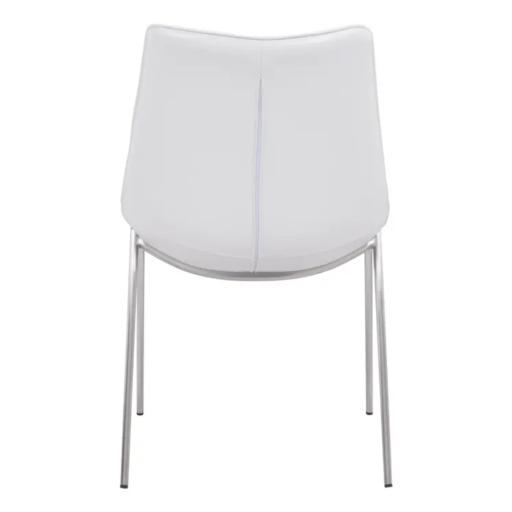 Set of Two White And Silver Upholstered Faux Leather Open Back Dining Side Chairs