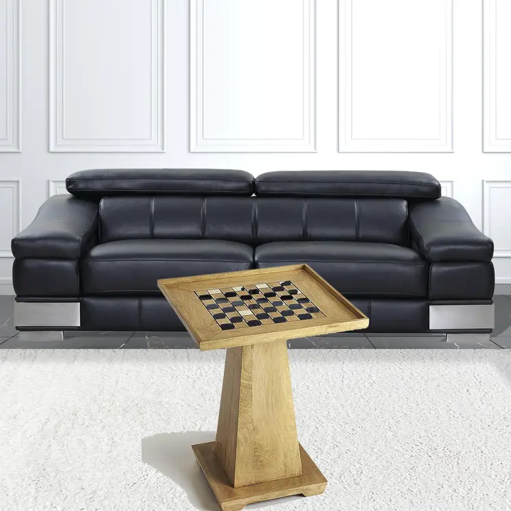 22" Natural Wood Square Pedestal Coffee Table