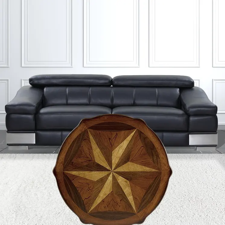 28" Brown Wood Round Coffee Table With Shelf