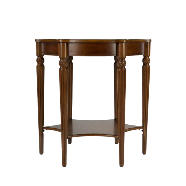 28" Brown Wood Round Coffee Table With Shelf