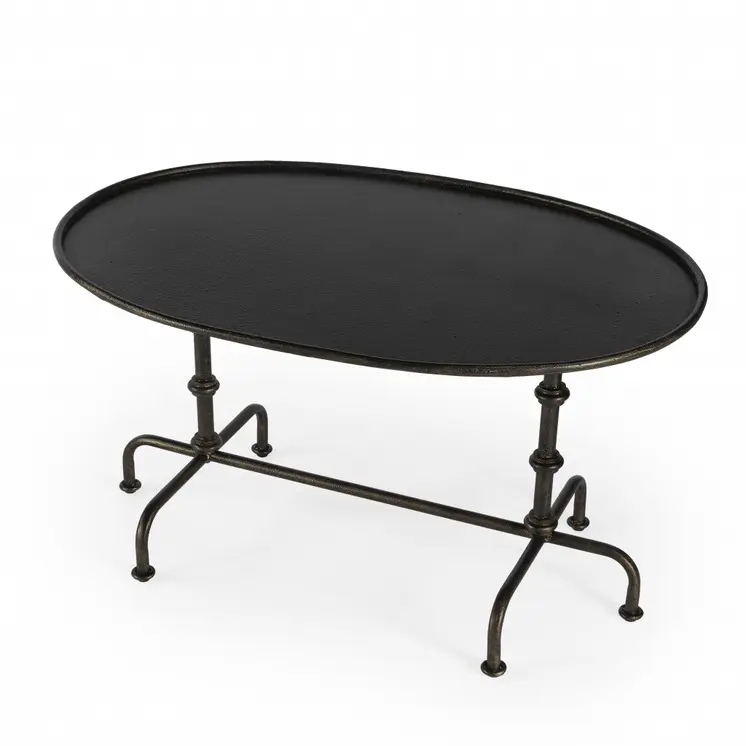 38" Silver Aluminum Oval Coffee Table