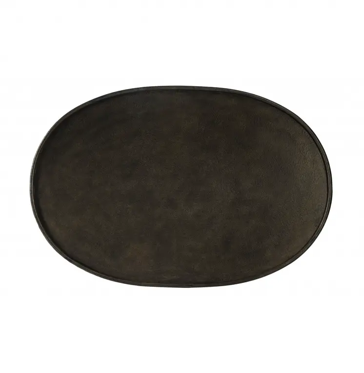 38" Silver Aluminum Oval Coffee Table
