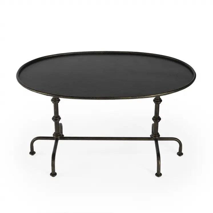38" Silver Aluminum Oval Coffee Table